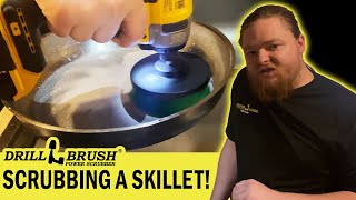 Washing a Frying Pan with a Drillbrush | Drillbrush DIY Guides