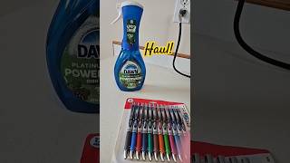 A haul! Pentel energel pens (the best pens) + the Pine scent from Dawn power wash