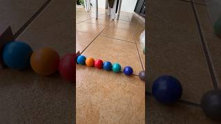 Marble Run ASMR with the sound of waves and balls★Colorful wooden balls rolling on floor tiles ②