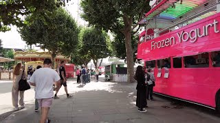 Walking from Gabriel's Wharf to the London Eye on London's South Bank