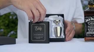 6oz Black Hip Flask Gift Set - Product Snippet