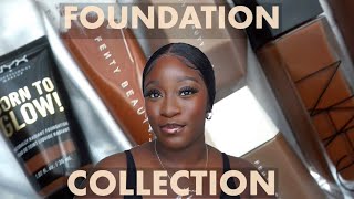 MY FOUNDATION COLLECTION | high end + affordable foundations with swatches | dark skin