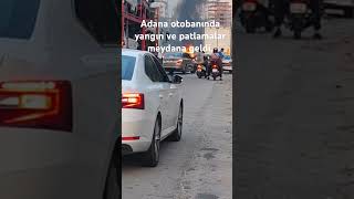 Adana otobanında araba yandı