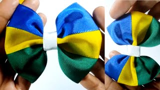 Tricolor HairBow | Simple Tricolor Hairbow | Brazil Flag Inspired Hairbow | Patriotic Hair Accessory