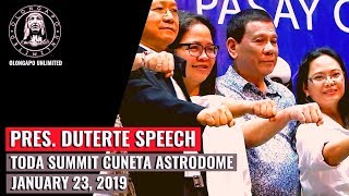 Pres. Duterte Speech - TODA Summit (January 23, 2019)