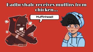 BadBoyHalo receives something from chicken...witnessed by Skeppy