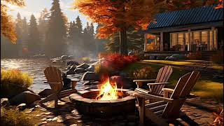 Cozy Fall Afternoon 🍂 | Warm Autumn Vibes & Crackling Outdoor Fire for Ultimate Comfort & Relaxation