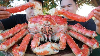 OUTDOOR COOKING | ALASKAN KING CRAB MUKBANG (HD) EXPENSIVE CRAB