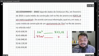 Exercício Resolvido: Regra de 3 (Prova 2010 - CESGRANRIO - Banco do Brasil - Escriturário)