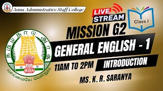 Mission G2 | English Class 1 - Live | 11am to 2pm | Ms. K. R. Saranya