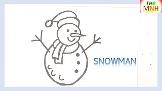 How to DRAW a SNOWMAN Easy Step by Step