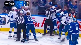 Michael Eyssimont, Simon Benoit, John Tavares, Erik Černák Fight Brawl | Maple Leafs vs Lightning