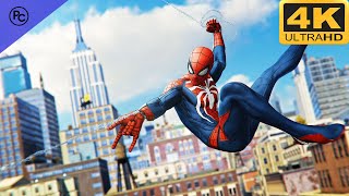 Web Swinging intro in Marvel’s Spider-Man Remastered | Web Hanging Spider Man Remastered 4K 60FPS PC