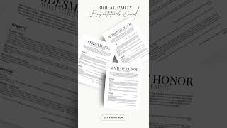 Bridesmaid and Groomsmen What to Expect Cards, Budget Wedding Proposal, Wedding Party Cost Info