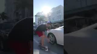 SHOOTING SHOTGUN AND GLOCK AND THEN HOLDING ONTO FERRARI WHILE SKATEBOARDING (GUY GETS MAD) #shorts