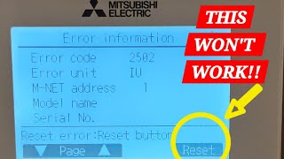 ERROR CODE 2502 MITSUBISHI CITY MULTI  TROUBLESHOOTING