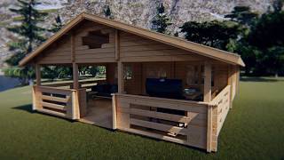 Casa de madera Holiday F 50m2 / 7 x 12 m / 70mm