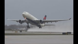 Delta A330-200 27R take off, DTW