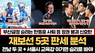 재보선 5곳 판세 분석..."현재 5곳 모두 싹쓰리도 가능"