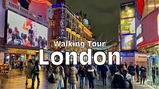 London Walk 2023 |Central London Virtual Winter Walking Tour 2023| London 4k HDR