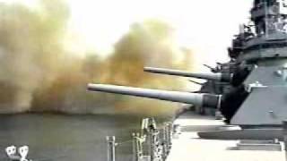 USS Wisconsin firing 16IN guns!