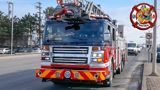 Pointe-Claire | *AIRHORN BLASTS* Montréal Fire Department (SIM) Pumper 255M & Ladder 455 Responding