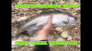 Monster Rainbow Trout at Deer Creek Reservoir--Fishing From Shore