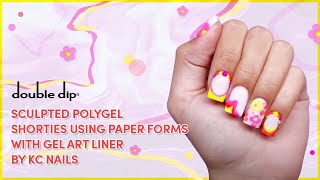 SCULPTED POLYGEL SHORTIES USING PAPER FORMS WITH GEL ART LINER| @Katemarienailz x@doubledipnails9863 💅💅