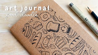 ♡ art journal with me 📝⎪new bullet journal setup📒⎪food doodle 🍕🥐🍰