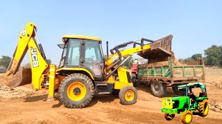 Jcb 3dx Eco Backhoe Machine Load Mud in Trolley Massey 1035&241 Eicher 380 Tractor । John Deere