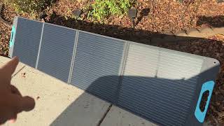 Renogy 200 watt folding solar panel charging a Jackery Explorer 1000 Solar Generator