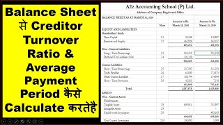 How to Calculate Creditor Turnover Ratio and average payment period From Balance Sheet