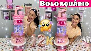 BOLO TENDÊNCIA COM AQUÁRIO 😍 Como fazer bolo aquário com LED 🔮Bolo tema Confeiteira e YouTube 🎥