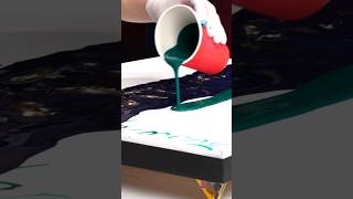 Fluid Paint + GOLD LEAF?! Watch This Deep Green Dragon Fluid Painting Come to Life #shorts #art