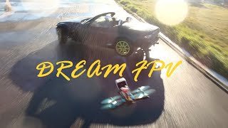 Chasing Drift Cars with a FPV Drones: Feeling of Freedom in a Dream