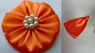 Ribbon Flower || How to make ribbon flower || Cloth Flower Making || Aneela Fashion's