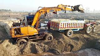 Heavy machinery loading tractor🚜 trolly at river side amazing||heavy machinery