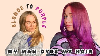 My boyfriend dyes my hair Blonde to Purple - Dying my hair Purple Punk using Schwarzkopf Live