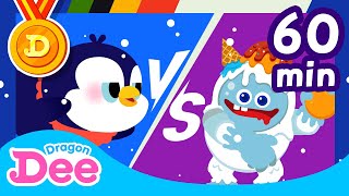 [2022 Winter Olympics Special🏅] Winter Sports & Animals Compilation 🐧❄️ | Dragon Dee Songs for Kids