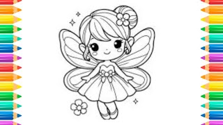 Cute Angel Girl Drawing, Painting and coloring for kids and Toddlers