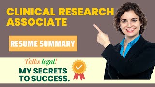 Clinical Research Associate Resume Summary II How To Write Professional Headline - Talks Legal Tips