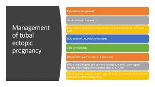 Ectopic pregnancy and miscarriage, Guideline summary for MRCOG PART2