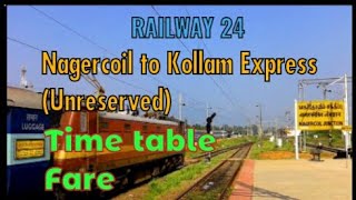 Nagercoil to Kollam Express (Unreserved) Time table 😍 Fare 😍 #india, #indianrailways, #trains,