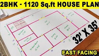 2.5 cent house plan | 1BHK house plan | east facing plan | 1120Sq.ft house plan | 32*35 house plan