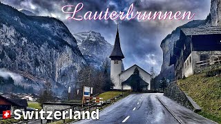 LAUTERBRUNAN VALLEY | SWITZERLAND 4k HDR | EARLY MORNING RAIN WALKING TOUR | SWISS VIEW 2023