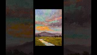 Sunset oil painting demo using a soft brush.