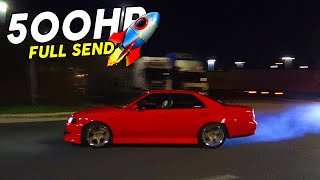 500HP Chaser HUGE Send At Exit! - Tuners Leaving a Car Meet!