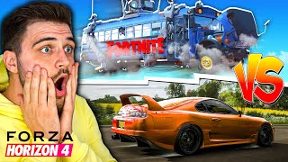 Toyota SUPRA vs Fortnite Bus in FORZA HORIZON !