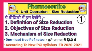 Unit operation | Size Reduction Definition, Objectives & mechanism of size Reduction | part 1