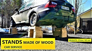 Car service stands made of wood - Self-made car carriers